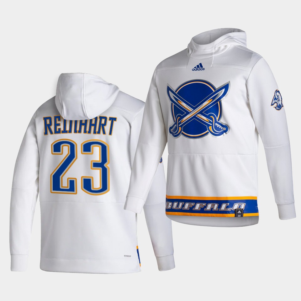 Men Buffalo Sabres #23 Reinhart White NHL 2021 Adidas Pullover Hoodie Jersey